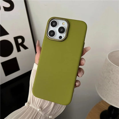 For iPhone 15 Pro Max Phone Case Matte PC Metal Lens Frame Shockproof Cover