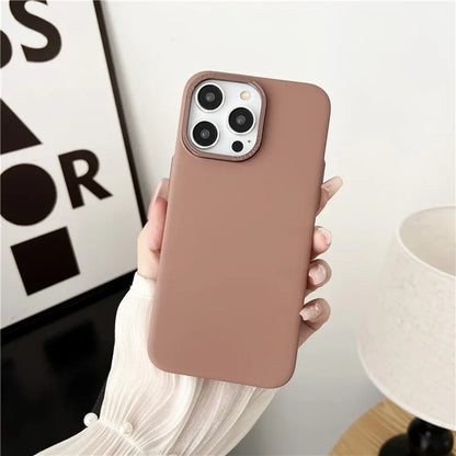 For iPhone 15 Pro Max Phone Case Matte PC Metal Lens Frame Shockproof Cover