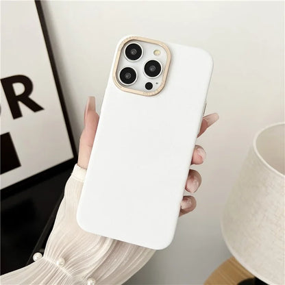 For iPhone 15 Pro Max Phone Case Matte PC Metal Lens Frame Shockproof Cover