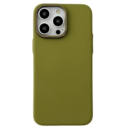 For iPhone 15 Protective Case Matte PC Metal Lens Frame Phone Cover
