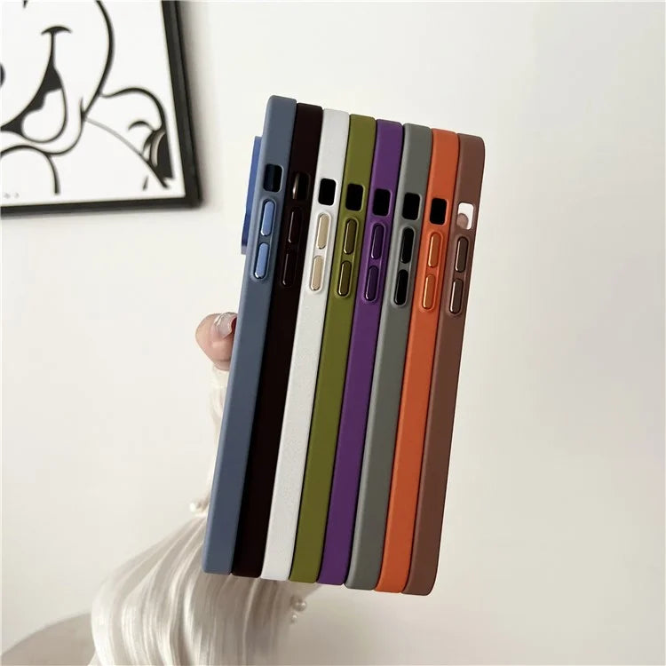 For iPhone 15 Protective Case Matte PC Metal Lens Frame Phone Cover