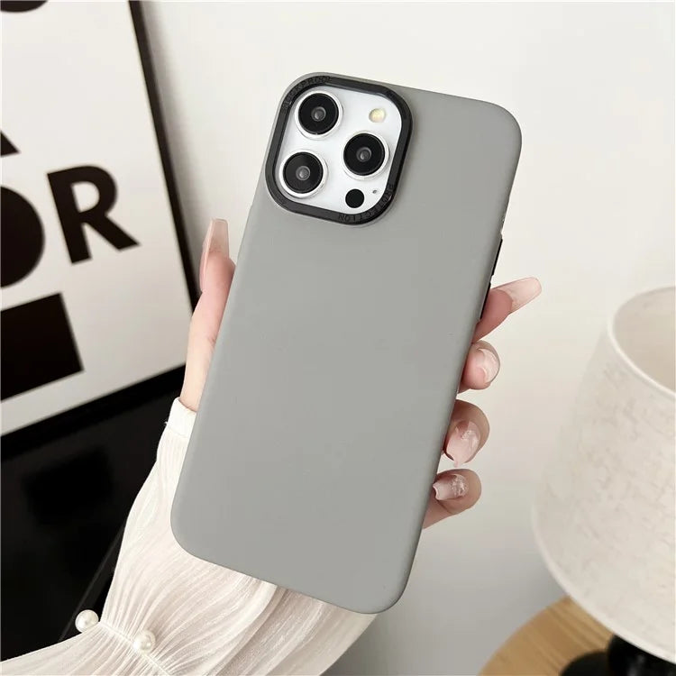 For iPhone 15 Protective Case Matte PC Metal Lens Frame Phone Cover
