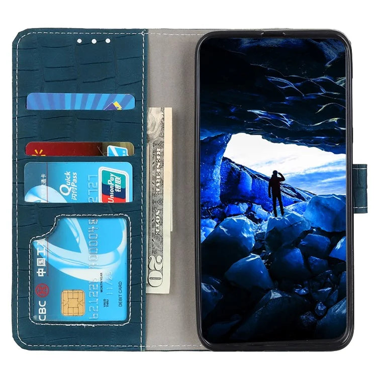 For Samsung Galaxy A15 4G Case Leather Wallet Cover Stand Crocodile Texture Phone Shellish Green