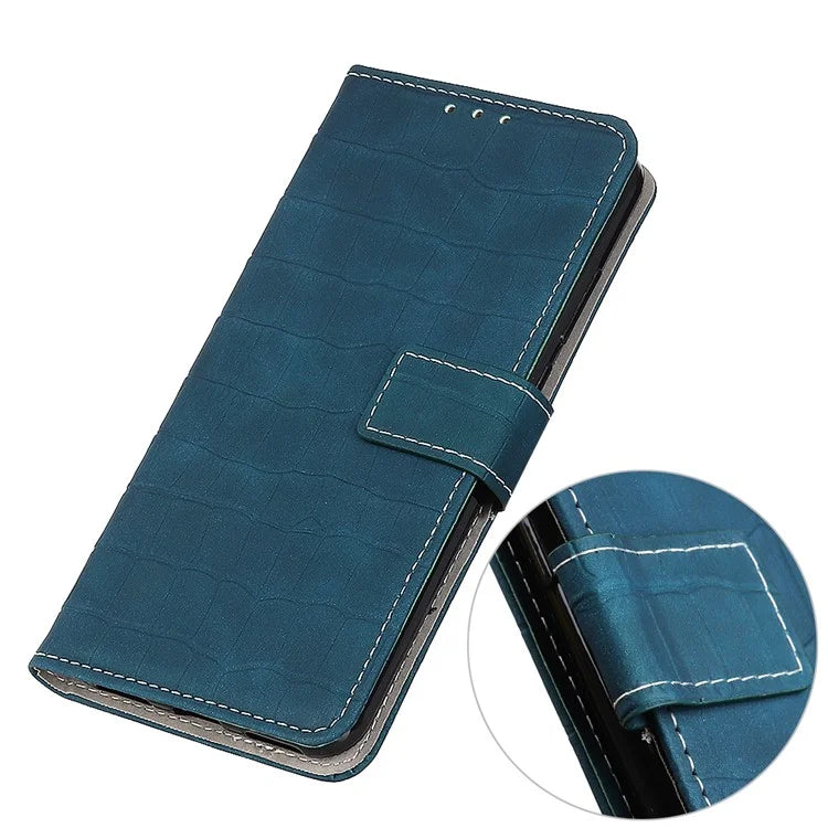 For Samsung Galaxy A15 4G Case Leather Wallet Cover Stand Crocodile Texture Phone Shellish Green