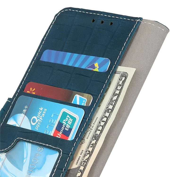 For Samsung Galaxy A15 4G Case Leather Wallet Cover Stand Crocodile Texture Phone Shellish Green