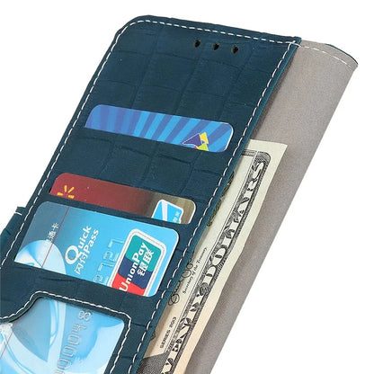 For Samsung Galaxy A15 4G Case Leather Wallet Cover Stand Crocodile Texture Phone Shellish Green