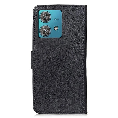 KHAZNEH For Motorola Edge 40 Neo 5G Case Cowhide Texture Leather Stand Phone Cover