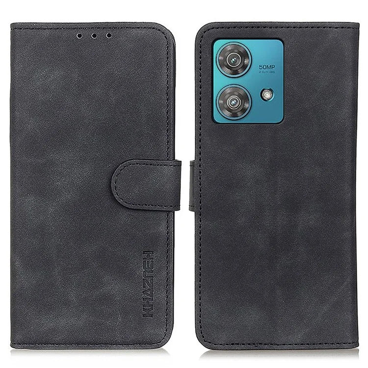 KHAZNEH For Motorola Edge 40 Neo 5G Case Retro Texture Leather Wallet Cell Phone Cover