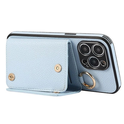 For iPhone 14 Pro Max Case Card Holder Stand Phone Cover with Shoulder Strap