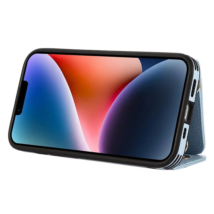Card Holder Cell Phone Cover For iPhone 14 Case Genuine Leather Phone Case with Shoulder Strap