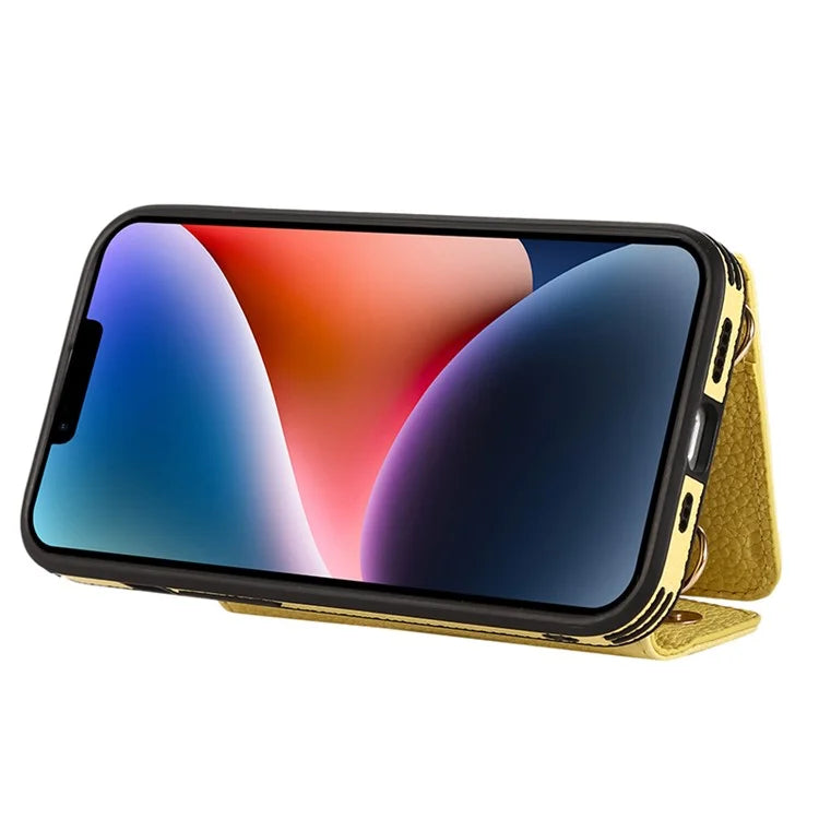 Card Holder Cell Phone Cover For iPhone 14 Case Genuine Leather Phone Case with Shoulder Strap