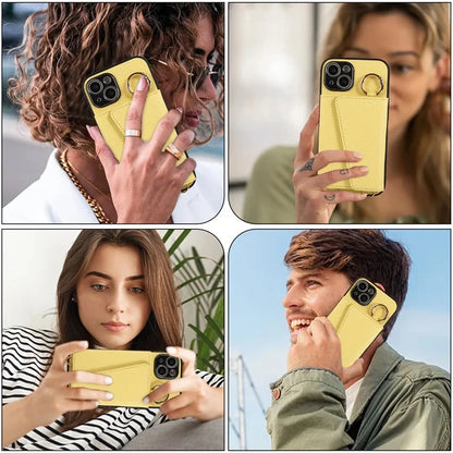Card Holder Cell Phone Cover For iPhone 14 Case Genuine Leather Phone Case with Shoulder Strap