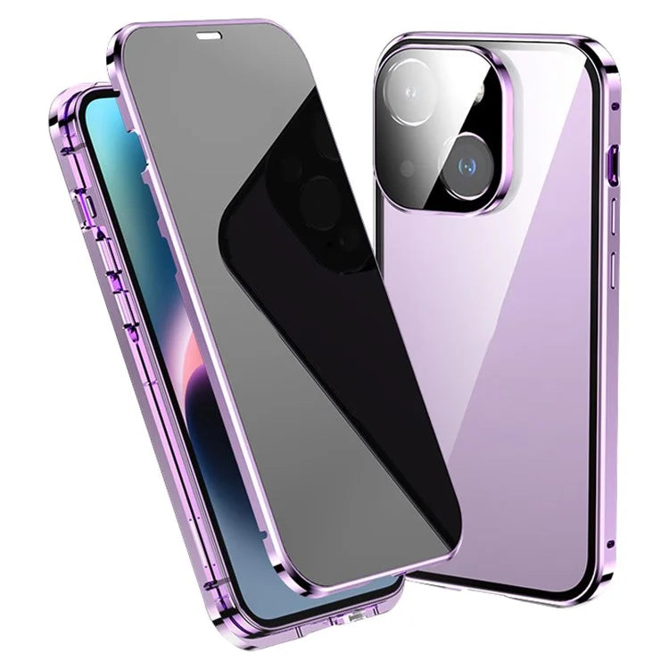 For iPhone 15 Pro Max Case Anti-peeping Tempered Glass Cover Compatible with MagSafe Kickstand