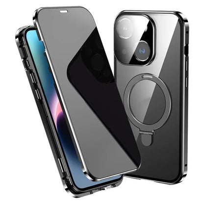 For iPhone 15 Pro Max Case Anti-peeping Tempered Glass Cover Compatible with MagSafe Kickstand