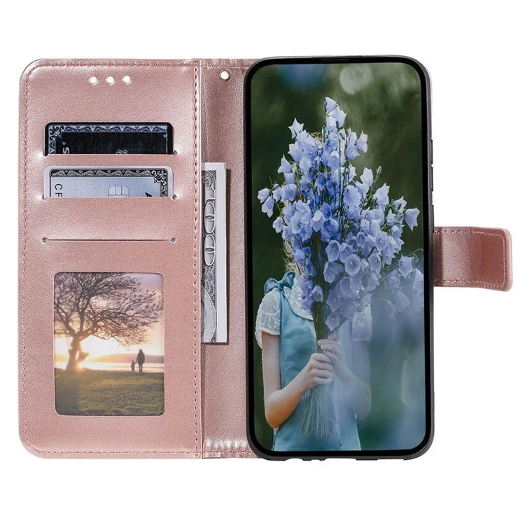 For Samsung Galaxy A05 4G Case Wallet PU Leather Imprinted Stand Phone Cover with Strap