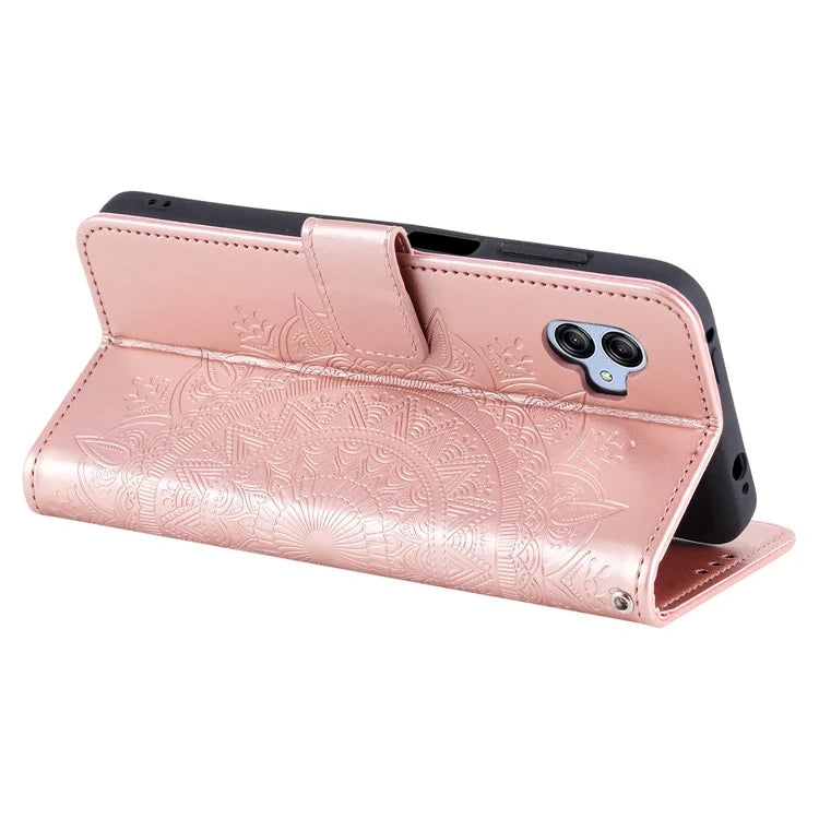 For Samsung Galaxy A05 4G Case Wallet PU Leather Imprinted Stand Phone Cover with Strap