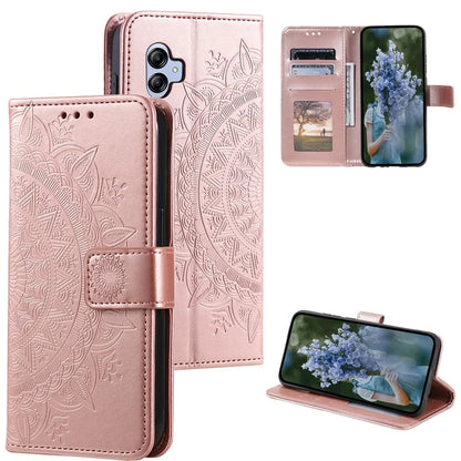 For Samsung Galaxy A05 4G Case Wallet PU Leather Imprinted Stand Phone Cover with Strap