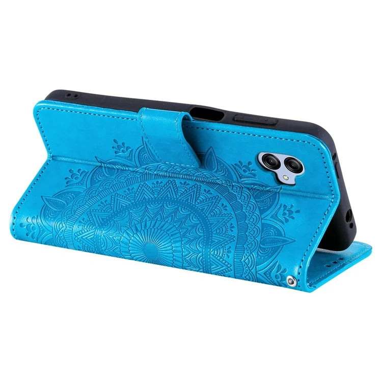 For Samsung Galaxy A05 4G Case Wallet PU Leather Imprinted Stand Phone Cover with Strap
