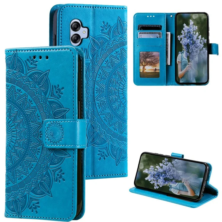 For Samsung Galaxy A05 4G Case Wallet PU Leather Imprinted Stand Phone Cover with Strap