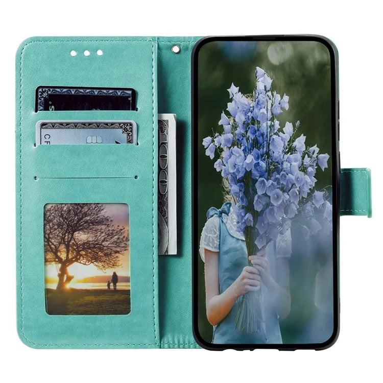 For Samsung Galaxy A05 4G Case Wallet PU Leather Imprinted Stand Phone Cover with Strap