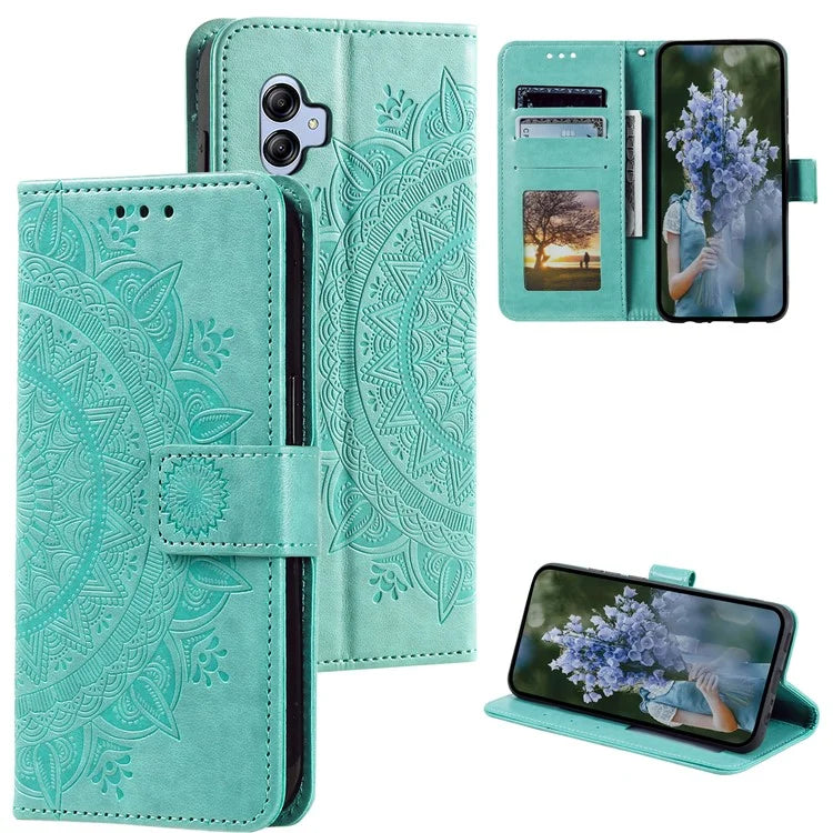For Samsung Galaxy A05 4G Case Wallet PU Leather Imprinted Stand Phone Cover with Strap