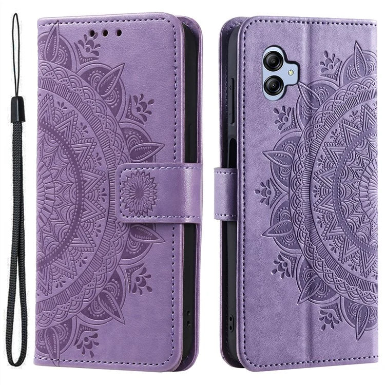 For Samsung Galaxy A05 4G Case Wallet PU Leather Imprinted Stand Phone Cover with Strap