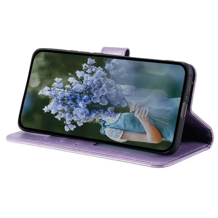 For Samsung Galaxy A05 4G Case Wallet PU Leather Imprinted Stand Phone Cover with Strap