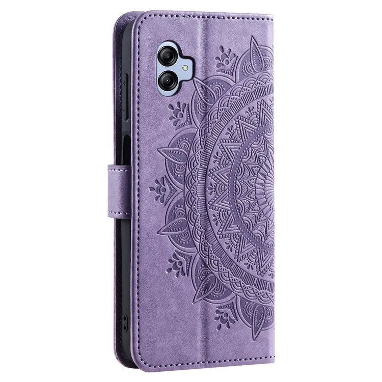 For Samsung Galaxy A05 4G Case Wallet PU Leather Imprinted Stand Phone Cover with Strap