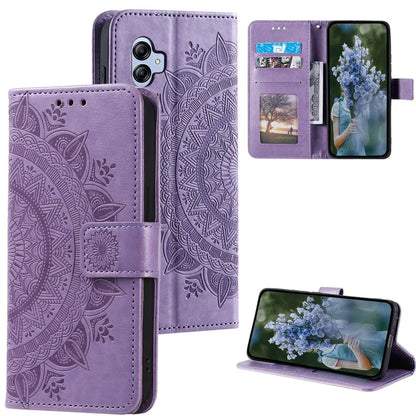 For Samsung Galaxy A05 4G Case Wallet PU Leather Imprinted Stand Phone Cover with Strap