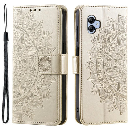 For Samsung Galaxy A05 4G Case Wallet PU Leather Imprinted Stand Phone Cover with Strap