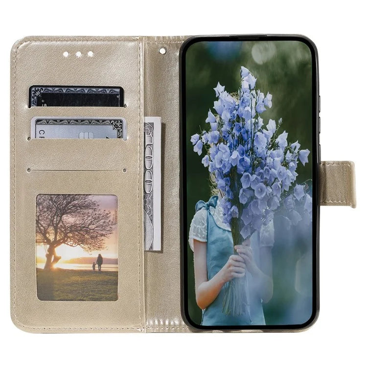 For Samsung Galaxy A05 4G Case Wallet PU Leather Imprinted Stand Phone Cover with Strap