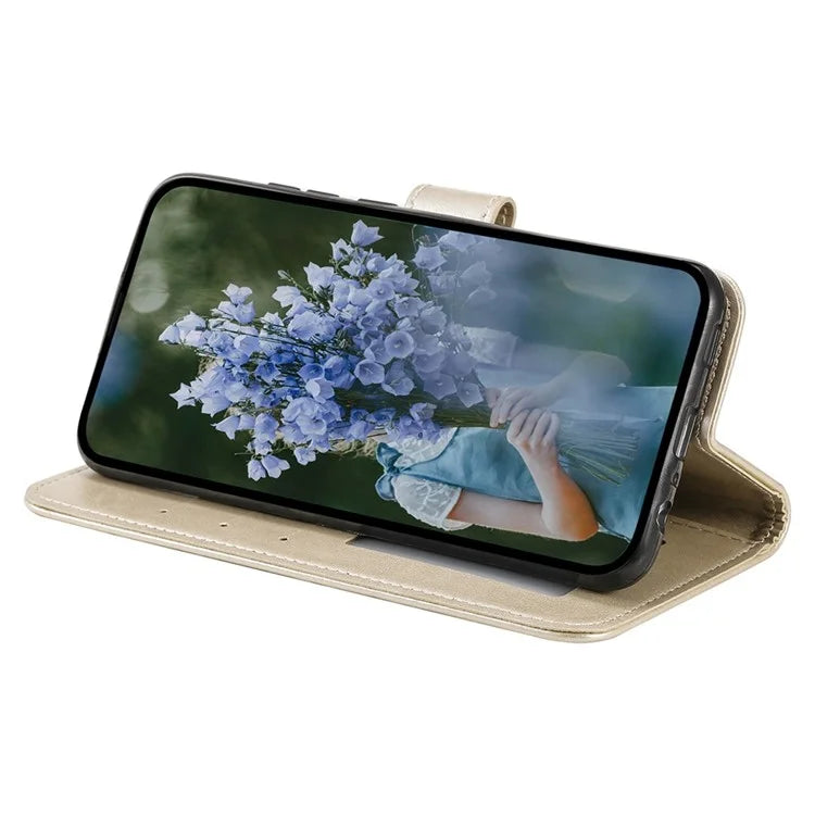 For Samsung Galaxy A05 4G Case Wallet PU Leather Imprinted Stand Phone Cover with Strap