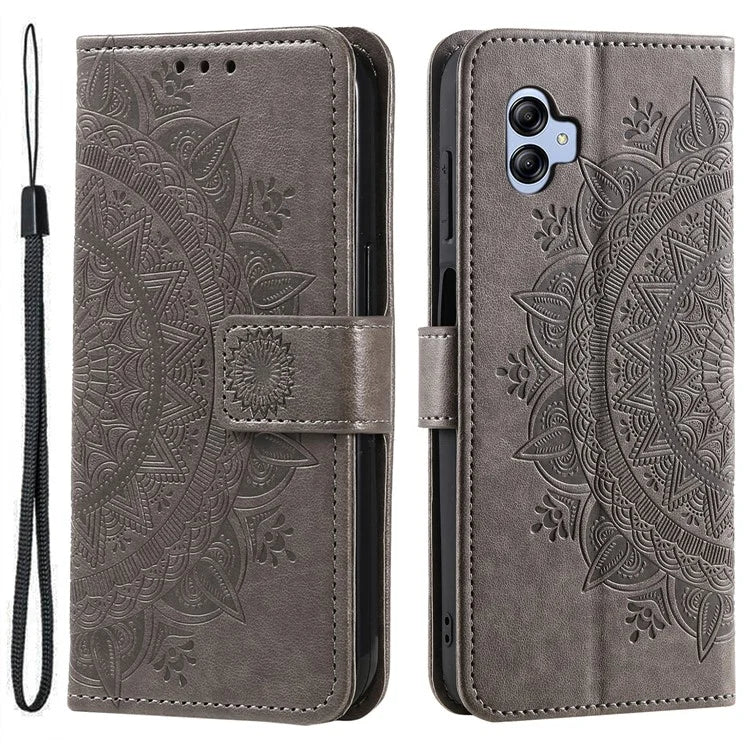 For Samsung Galaxy A05 4G Case Wallet PU Leather Imprinted Stand Phone Cover with Strap