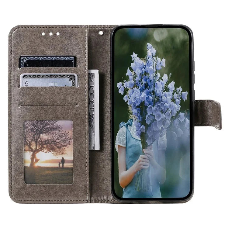 For Samsung Galaxy A05 4G Case Wallet PU Leather Imprinted Stand Phone Cover with Strap