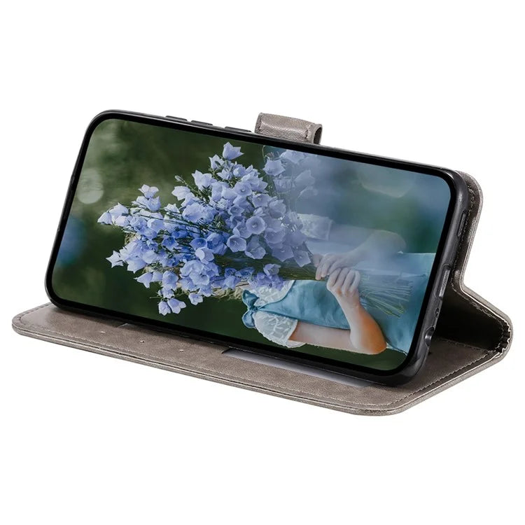 For Samsung Galaxy A05 4G Case Wallet PU Leather Imprinted Stand Phone Cover with Strap