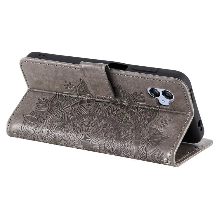 For Samsung Galaxy A05 4G Case Wallet PU Leather Imprinted Stand Phone Cover with Strap