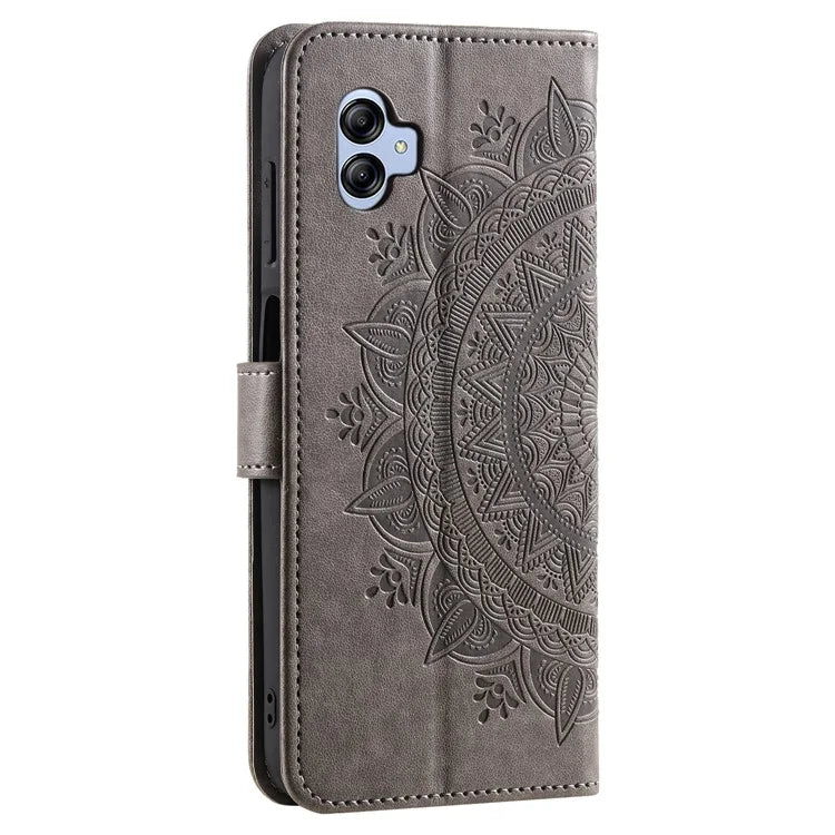 For Samsung Galaxy A05 4G Case Wallet PU Leather Imprinted Stand Phone Cover with Strap