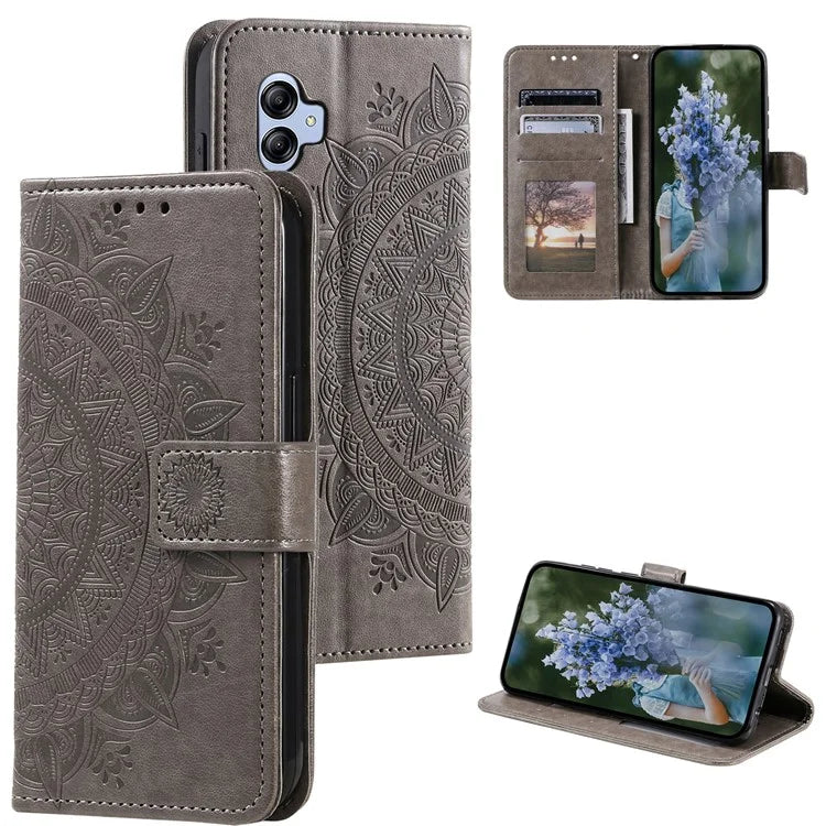 For Samsung Galaxy A05 4G Case Wallet PU Leather Imprinted Stand Phone Cover with Strap