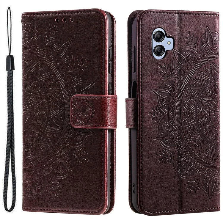 For Samsung Galaxy A05 4G Case Wallet PU Leather Imprinted Stand Phone Cover with Strap