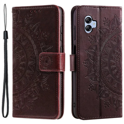For Samsung Galaxy A05 4G Case Wallet PU Leather Imprinted Stand Phone Cover with Strap