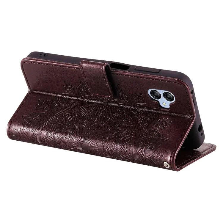 For Samsung Galaxy A05 4G Case Wallet PU Leather Imprinted Stand Phone Cover with Strap