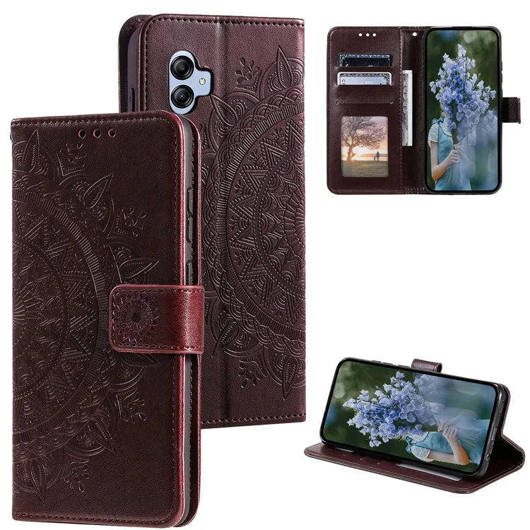 For Samsung Galaxy A05 4G Case Wallet PU Leather Imprinted Stand Phone Cover with Strap