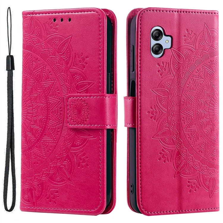 For Samsung Galaxy A05 4G Case Wallet PU Leather Imprinted Stand Phone Cover with Strap