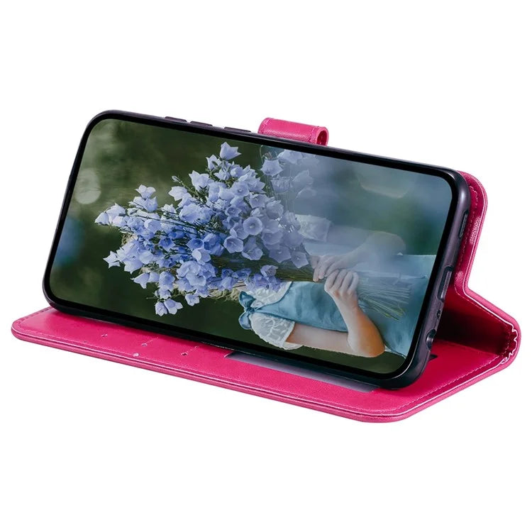 For Samsung Galaxy A05 4G Case Wallet PU Leather Imprinted Stand Phone Cover with Strap