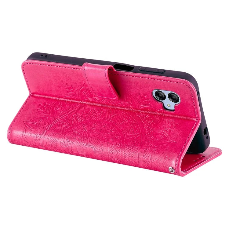 For Samsung Galaxy A05 4G Case Wallet PU Leather Imprinted Stand Phone Cover with Strap