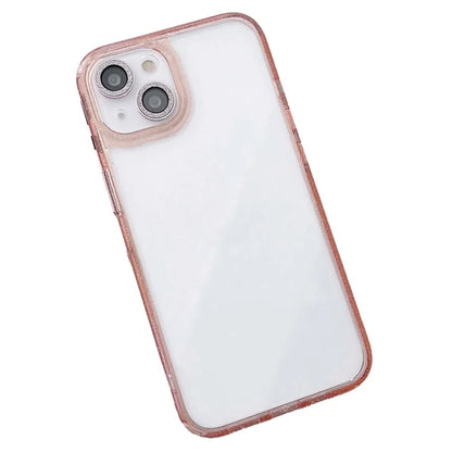 For iPhone 14 Clear Phone Case Glittery Powder PC+TPU+Glass Phone Shell