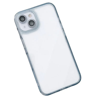 For iPhone 15 Plus Glittery Powder Cell Phone Case PC+TPU+Glass Mobile Phone Covering Shell