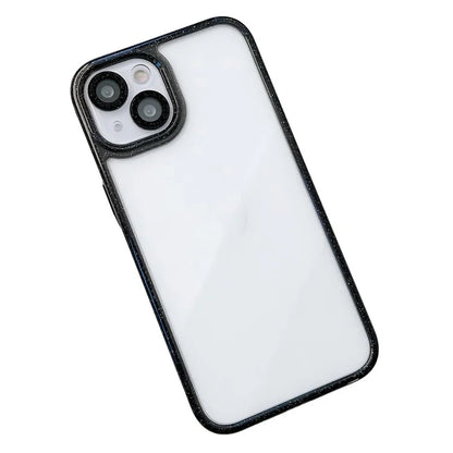 For iPhone 15 Plus Glittery Powder Cell Phone Case PC+TPU+Glass Mobile Phone Covering Shell