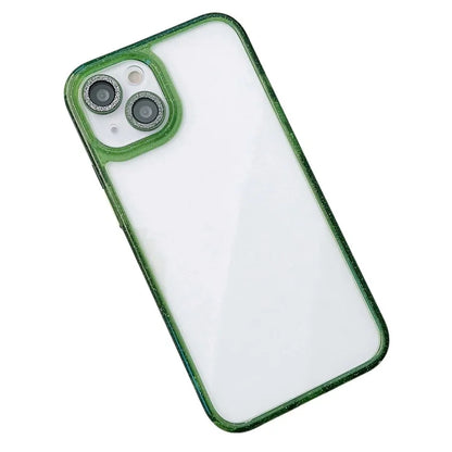 For iPhone 15 Glittery Powder Phone Case PC+TPU+Glass Phone Covering Shell