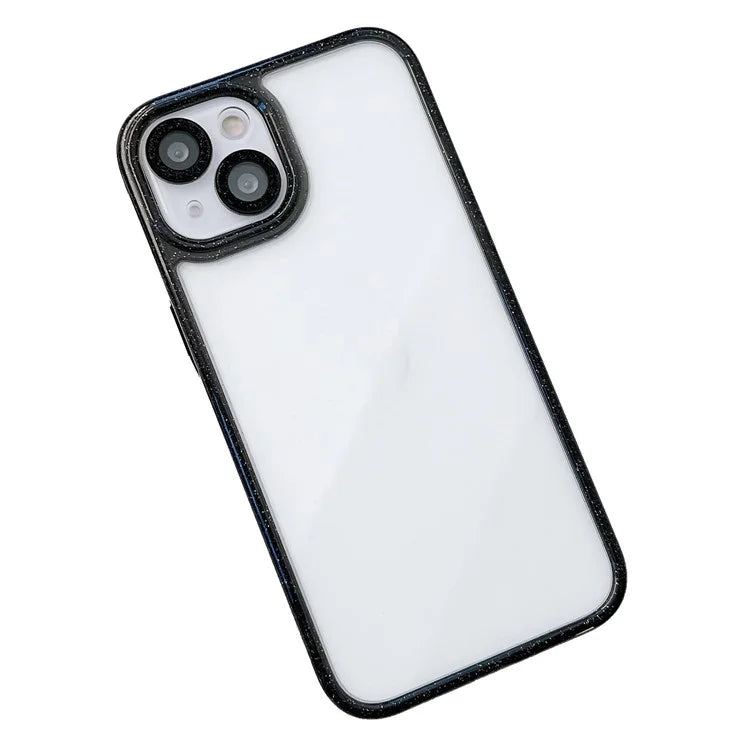 For iPhone 15 Glittery Powder Phone Case PC+TPU+Glass Phone Covering Shell